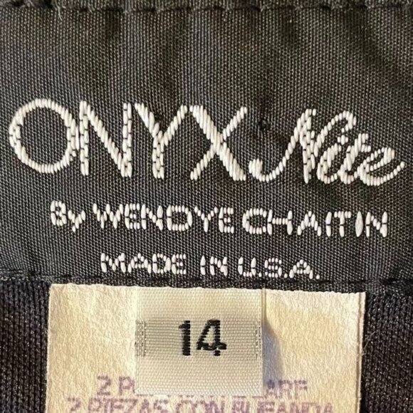 Volup 80's Vintage Polyester Empire Waist Rhinestone Detail Evening Gown Size 14 - Picture 5 of 8